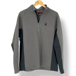 Spyder Men's Gray/Black 1/4 Zip Core Sweater Men's size Large